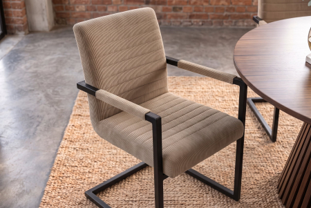 Set două scaune  LOFT cu cotiere, cordon de culoare taupe, cadru din fier negru [4]