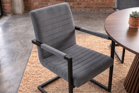 Set două scaune  LOFT cu cotiere, cordon gri, cadru din fier negru [4]