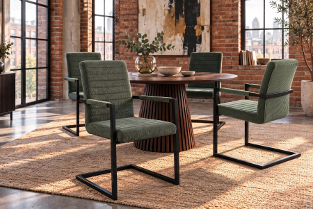 Set două scaune  LOFT cu cotiere, cordon verde, cadru din fier negru [1]