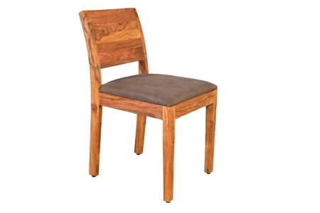 Scaune - Set două scaune MAKASSAR 80 cm din lemn de sheesham, finisaj maro piatră, microfibră maro