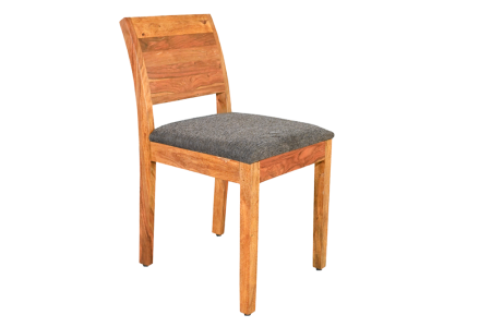 Scaune - Set două scaune MAKASSAR 80 cm din lemn de sheesham, finisaj maro piatră, țesătură texturată gri
