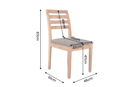 Set două scaune MAKASSAR 90 cm, spătar în formă de scară, lemn de sheesham, finisaj maro piatră, țesătură texturată gri-maro [6]