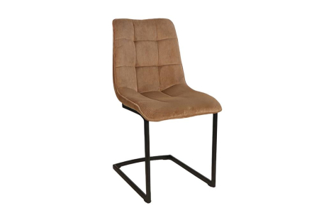 Scaune - Set două scaune  MIAMI cu tapițerie matlasată pătrată, culoare taupe, cu cadru metalic negru