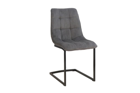 Scaune - Set două scaune  MIAMI cu tapițerie pătrată din cordon gri și cadru metalic negru