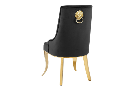 Set două scaune MODERN BAROCK cu mâner în formă de cap de leu, picioare din oțel inoxidabil, catifea aurie și negru [5]