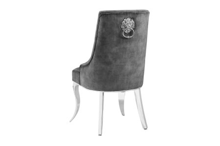 Set două scaune MODERN BAROCK DELUXE cu picioare argintii și cap de leu, catifea gri [4]