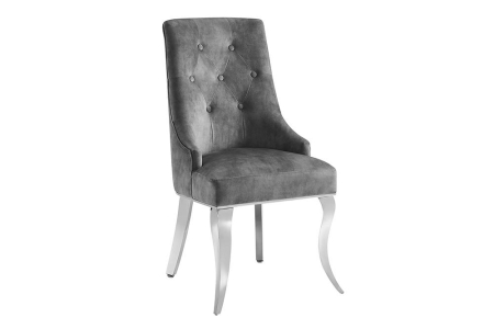 Scaune - Set două scaune MODERN BAROCK DELUXE cu picioare argintii și cap de leu, catifea gri