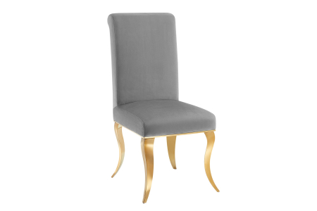 Scaune & fotolii - Set două scaune MODERN BAROCK din catifea gri cu picioare din oțel inoxidabil auriu
