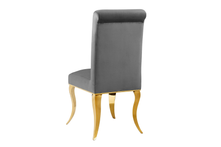 Set două scaune MODERN BAROCK din catifea gri cu picioare din oțel inoxidabil auriu [5]