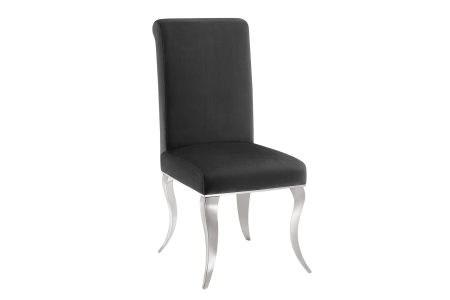 Scaune & fotolii - Set două scaune MODERN BAROCK din catifea neagră cu picioare din oțel inoxidabil argintiu