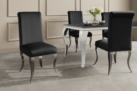 Set două scaune MODERN BAROCK din catifea neagră cu picioare din oțel inoxidabil argintiu [2]