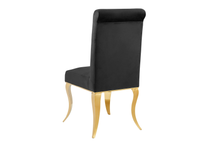 Set două scaune MODERN BAROCK din catifea neagră cu picioare din oțel inoxidabil auriu [5]