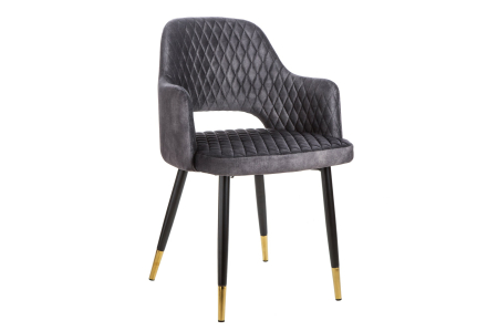 Set două scaune PARIS cu brațe din catifea cu matlasare decorativă gri