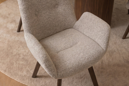 Set două scaune pivotant BALTIC rotativ la 360°, cu cotiere, din tweed bouclé de culoare maro taupe, cu cadru din lemn de stejar [5]