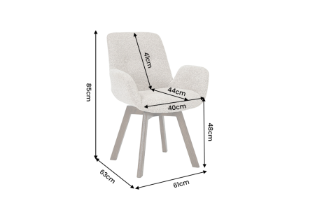 Set două scaune pivotant BALTIC rotativ la 360°, cu cotiere, din tweed bouclé de culoare maro taupe, cu cadru din lemn de stejar [7]