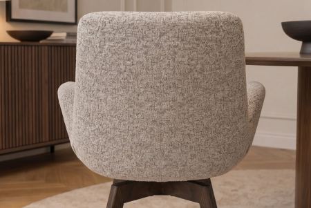 Set două scaune pivotant BALTIC rotativ la 360°, cu cotiere, din tweed bouclé de culoare maro taupe, cu cadru din lemn de stejar [6]