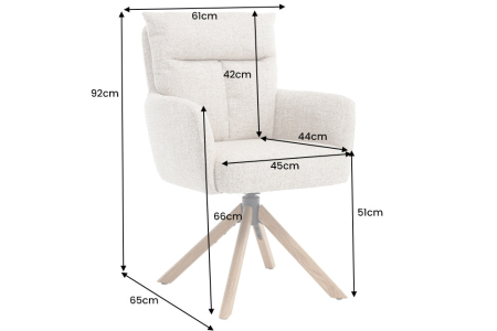 Set două scaune pivotant BIG GEORGE 360° cu revenire automată, țesătură texturată, culoare șampanie-greige, cu cadru din lemn de stejar [10]