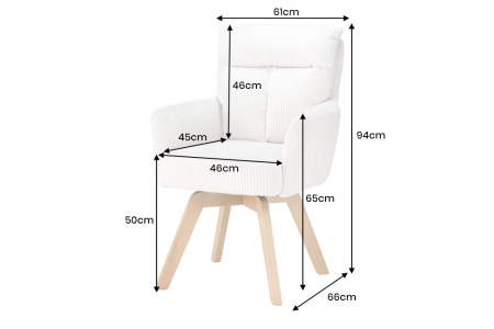 Set două scaune pivotant BIG GEORGE, rotativ la 360°, cu cotiere, miez cu arcuri, cordon, bej, cadru din lemn de fag [7]