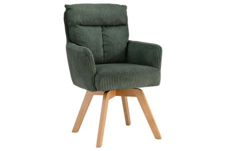 Scaune - Set două scaune pivotant BIG GEORGE, rotativ la 360°, cu cotiere, miez cu arcuri, cordon verde, cadru din lemn de fag