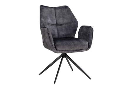 Scaune - Set două scaune pivotant CONCORD 180° cu revenire automată, cu cotiere, miez cu arcuri în buzunare, catifea gri închis și negru