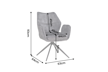 Set două scaune pivotant CONCORD 180° cu revenire automată, cu cotiere, miez cu arcuri în buzunare, catifea gri închis și negru [10]