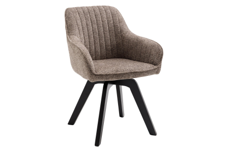 Scaune - Set două scaune pivotant LIVORNO 180° cu revenire automată, cu cotiere, microfibră taupe, cadru din lemn de fag, negru