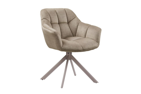 Scaune & fotolii - Set două scaune pivotant PAPILLON 180° cu revenire automată, cu cotiere, cusături decorative, catifea bej-gri