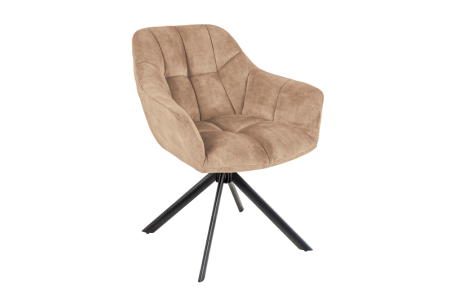 Scaune & fotolii - Set două scaune pivotant PAPILLON 180° cu revenire automată, cu cotiere, cusături decorative, catifea, culoare șampanie-greige