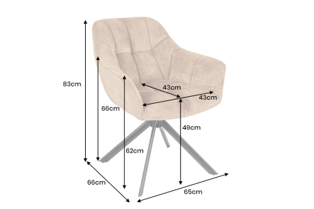 Set două scaune pivotant PAPILLON 180° cu revenire automată, cu cotiere, cusături decorative, catifea, culoare șampanie-greige [11]
