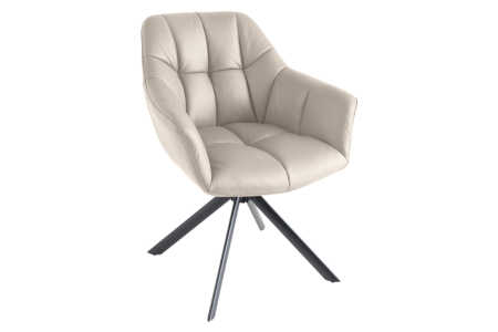 Scaune - Set două scaune pivotant PAPILLON 180° cu revenire automată, cu cotiere, cusături decorative, piele bej