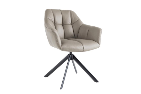 Scaune - Set două scaune pivotant PAPILLON 180° cu revenire automată, cu cotiere, cusături decorative, piele de culoare gri-maro