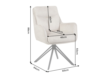 Set două scaune pivotant PROMETHEUS, rotativ la 180°, cu cotiere, din velur Vogue, bej [8]