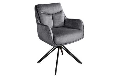 Scaune - Set două scaune pivotant PROMETHEUS rotativ la 180°, cu cotiere, din velur Vogue, culoare gri grafit