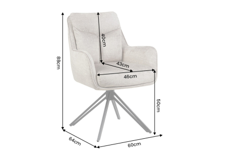 Set două scaune pivotant PROMETHEUS, rotativ la 180°, cu cotiere, din velur Vogue, culoare taupe [10]