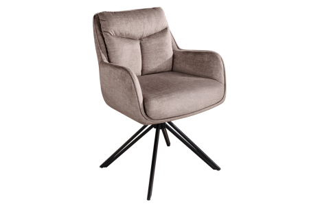 Scaune - Set două scaune pivotant PROMETHEUS, rotativ la 180°, cu cotiere, din velur Vogue, culoare taupe