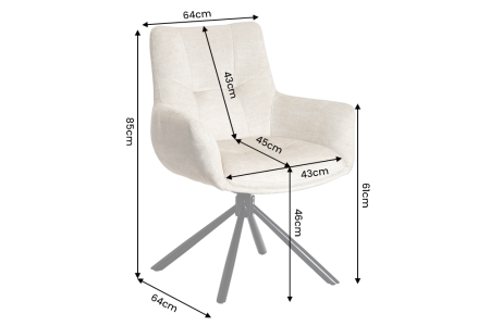 Set două scaune pivotant SIGNATURE rotativ la 360°, cu cotiere, miez cu arcuri, catifea bej [8]