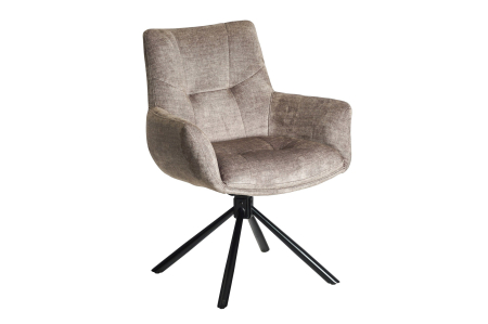 Scaune - Set două scaune pivotant SIGNATURE rotativ la 360°, cu cotiere, miez cu arcuri, catifea de culoare gri-maro