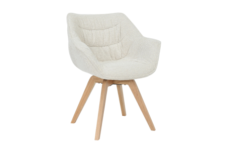 Scaune - Set două scaune pivotant THE DUTCH COMFORT 180° cu revenire automată, cu cotiere, din tweed bouclé bej deschis, cu cadru din lemn de stejar