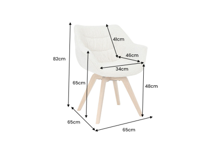 Set două scaune pivotant THE DUTCH COMFORT 180° cu revenire automată, cu cotiere, din tweed bouclé bej deschis, cu cadru din lemn de stejar [9]
