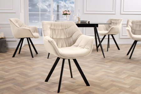 Set două scaune pivotant THE DUTCH COMFORT rotativ la 180° bej șampanie picioare negre [4]