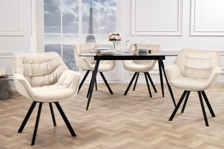 Set două scaune pivotant THE DUTCH COMFORT rotativ la 180° bej șampanie picioare negre [3]