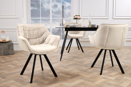 Set două scaune pivotant THE DUTCH COMFORT rotativ la 180° bej șampanie picioare negre [2]