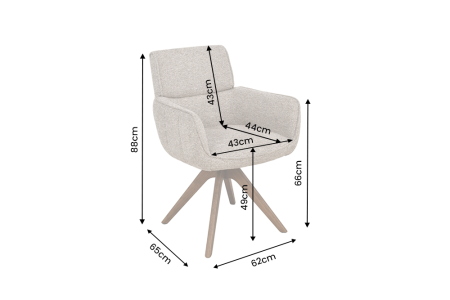 Set două scaune pivotant UNIQUE cu întoarcere automată la 180°, cu cotiere, țesătură texturată de culoare bej-taupe, cadru din lemn de nuc [9]