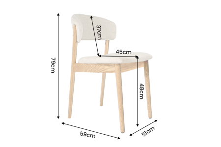 Set două scaune VALHALLA WOOD cu șezut tapițat, spătar curbat, țesătură texturată, lemn de stejar crem, natural [7]