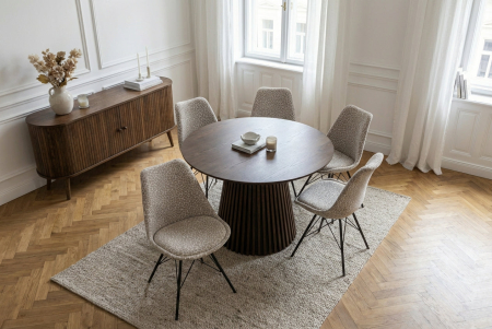 Set patru scaune SCANDINAVIA MEISTERSTÜCK din chenile cu model leopard, bej-gri, cu picioare negre [3]