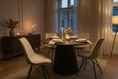 Set patru scaune SCANDINAVIA MEISTERSTÜCK din chenile cu model leopard, bej-gri, cu picioare negre [2]