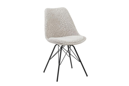 Scaune & fotolii - Set patru scaune SCANDINAVIA MEISTERSTÜCK din chenile cu model leopard, bej-gri, cu picioare negre