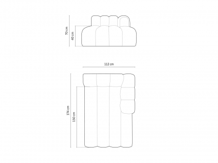 Sezlong Lupine colt pe partea stanga si tapiterie din catifea, bej [5]