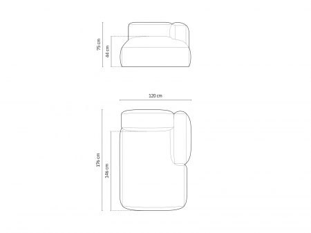 Sezlong Martina cu tapiterie din catifea reiata [5]