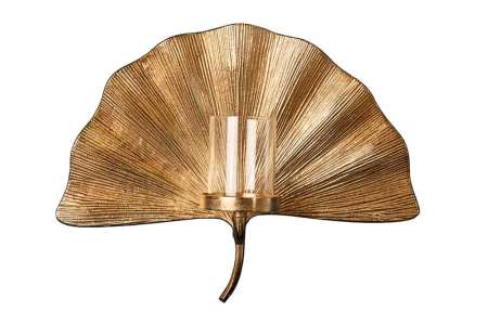 Decorațiuni - Sfeșnic decorativ de perete GINKGO auriu